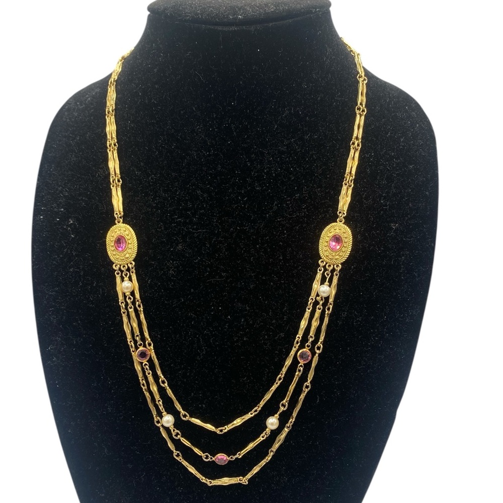 1928 Gold tone Layered Chain Necklace